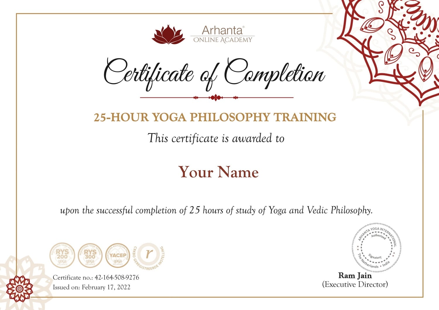 25 ore di formazione in filosofia dello yoga